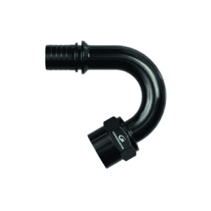 Goodridge G-Line Ultra Hose End 150º in black, high-performance racing component for automotive fluid systems.