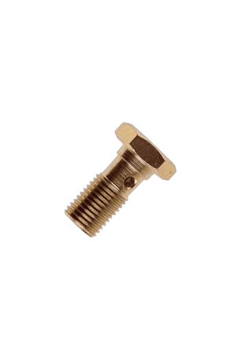 Close-up of a metallic bolt used in Grand Prix racewear and motorsport equipment.