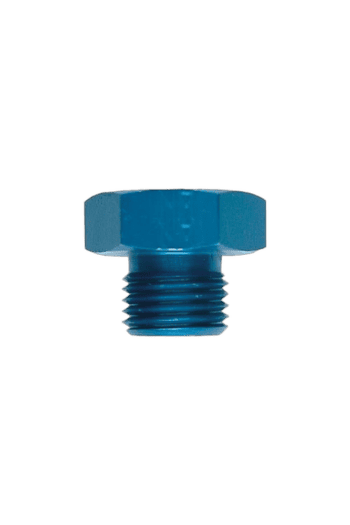 Blue racing bolt with a hexagonal head, used in motorsport racewear and safety equipment.