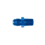 Blue male-male 3/4 JIC to NPT adapter fitting for hydraulic or racing applications.