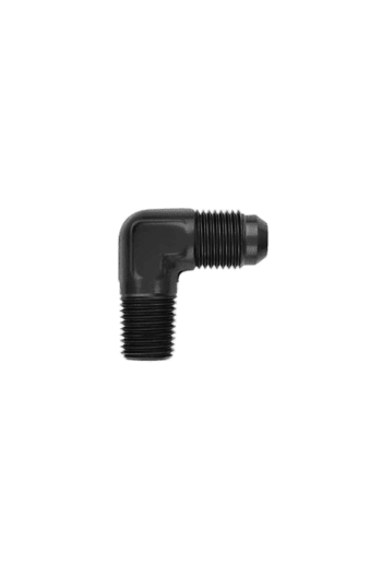 Black 90-degree rubber hose elbow fitting for racing car fuel systems, durable and high-quality.