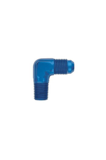 Blue silicone hose elbow fitting for racing car fuel systems, durable and flexible for high-performance applications.