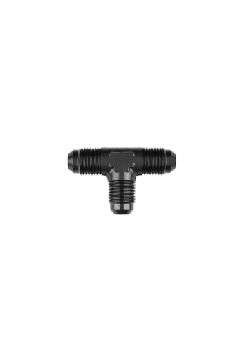 Black T-shaped racing valve connector for Grand Prix racewear, designed for high-performance motorsport applications.