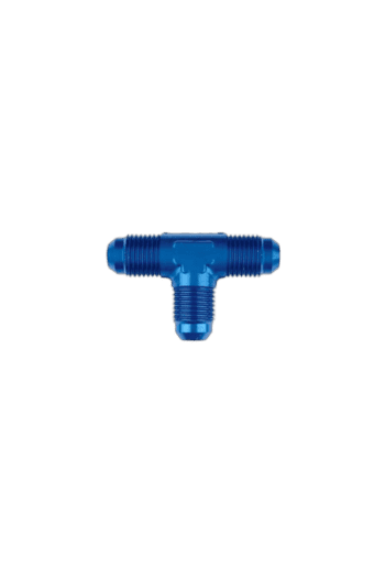 Blue T-shaped racing valve fitting for Grand Prix racewear, designed for high-performance motorsport applications.
