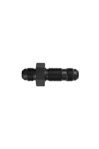 Close-up of a black racing car part with threaded ends and a central hexagonal section, used in Grand Prix racewear.