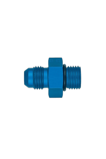Blue anodised racing fitting for Grand Prix Racewear, designed for high-performance motorsport applications.