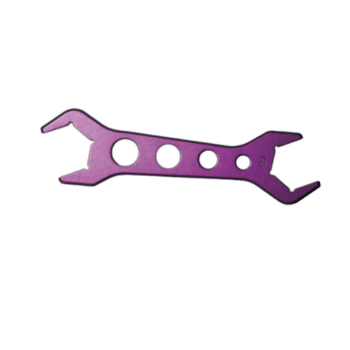 Purple multi-purpose racing tool with circular cutouts, designed for Grand Prix racewear accessories.