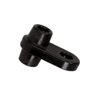 Black rubber automotive part, possibly a bushing or mount, used in vehicle suspension or engine components.