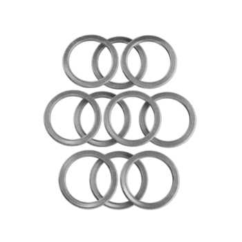 Set of nine clear rubber washers arranged in three rows on a black background for automotive or mechanical use.