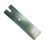 Metallic Grand Prix Racewear component with two holes and a notched end, used in racing gear assembly.