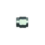 Close-up of a metal tube nut used in high-performance racing fuel and oil systems, suitable for Grand Prix Racewear applications.
