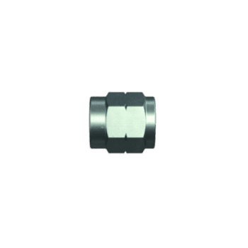 Close-up of a metal tube nut used in high-performance racing fuel and oil systems, suitable for Grand Prix Racewear applications.