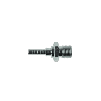 Close-up of a male fitting with 1/8 BSP thread for hydraulic or pneumatic systems.
