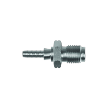 Close-up of a Goodridge S442 600 series metric straight male concave seat fitting in metallic finish.