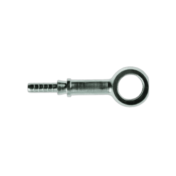 Close-up of a Goodridge S5092 Straight Banjo Extended Neck fitting, metallic and detailed for high-performance automotive use.