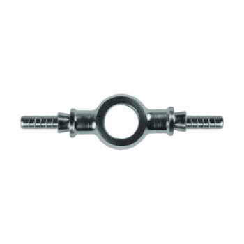 Grand Prix Racewear double-ended banjo fitting with plated finish for motorcycle brake systems.
