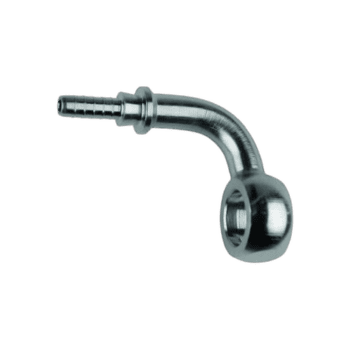 Grand Prix Racewear 90° Side Banjo Extended Neck fitting for motorcycle brake and clutch systems.