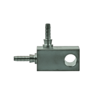 Grand Prix Racewear 90 degree hose tee with bolt lug for racing applications.