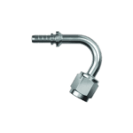 High-pressure concave 120° swept tube fitting for automotive and racing applications, made of durable metal.