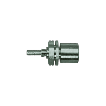Close-up of a metal female concave bulkhead fitting for high-performance racing applications.