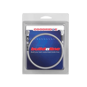 Goodridge Buildaline hose kit for custom brake lines, featuring flexible stainless steel braided hose and fittings.
