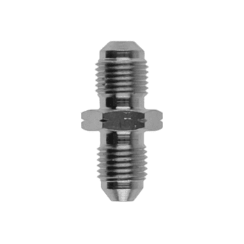 Stainless steel JIC male to metric male adaptor for racing applications, 3/8 JIC to M10 x 1.00.