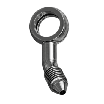 Grand Prix Racewear 45 Degree Left Compound Banjo Adaptor with 10mm Hole, high-quality automotive fitting for racing applications.