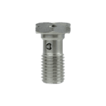 Close-up of a Goodridge single banjo bolt M10 x 1.25 for brake and hydraulic systems.