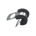 Silver Grand Prix Racewear P-Clips with rubber cushioning for secure cable management in motorsport applications.