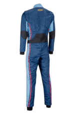Grand Prix Racewear racing suit in blue with black and red accents, designed for motorsport safety and performance.