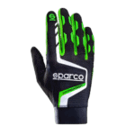Sparco Hypergrip racing glove in black with green and white accents, designed for motorsport safety and performance.