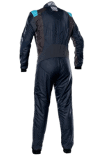 Grand Prix Racewear racing suit in navy blue with black and blue accents, designed for motorsport safety and performance.