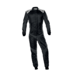 Black Grand Prix racing suit with white accents from GPR Direct, designed for professional motorsport drivers.