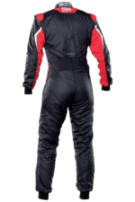 Grand Prix Racewear racing suit in black and red, designed for motorsport safety and performance.