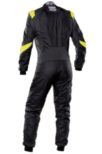 Black and yellow Grand Prix Racewear racing suit designed for motorsport drivers, featuring high-quality materials and safety features.