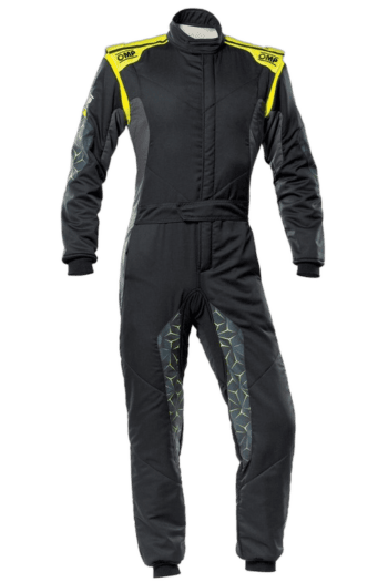 OMP Tecnica Hybrid Race Suit - Black / Fluo Yellow