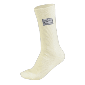White racing sock from Grand Prix Racewear, designed for motorsport enthusiasts and racers, featuring a comfortable fit and high-quality material.