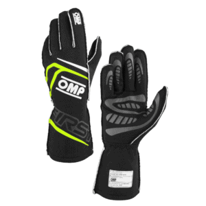 OMP First Race Gloves - Black/Fluro Yellow