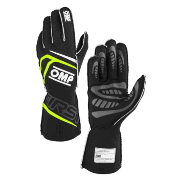 OMP First Race Gloves - Black/Fluro Yellow