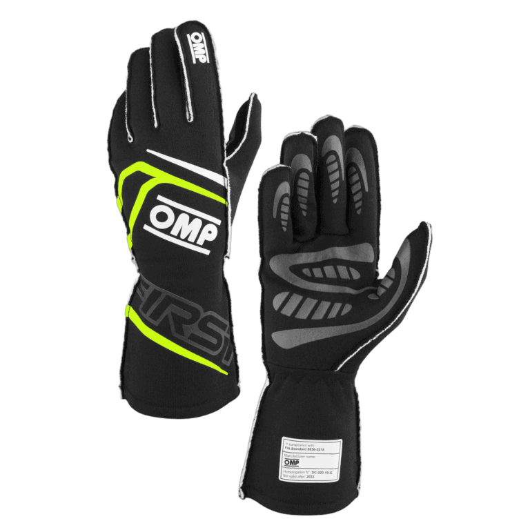 OMP First Race Gloves - Black/Fluro Yellow