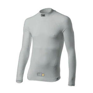 White racing base layer shirt from Grand Prix Racewear, designed for motorsport performance and comfort.