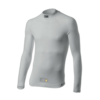 White racing base layer shirt from Grand Prix Racewear, designed for motorsport performance and comfort.