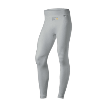 Close-up of white Grand Prix Racewear racing tights designed for motorsport enthusiasts and professionals.