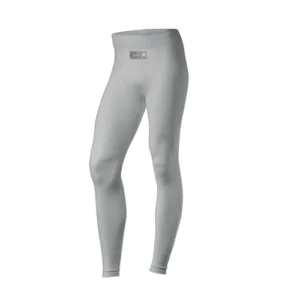 Close-up of grey racing leggings designed for motorsport enthusiasts, featuring a sleek fit and high-quality fabric for comfort and performance.