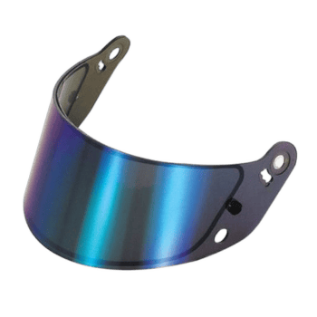Grand Prix Racewear motorcycle helmet visor with reflective blue tint for racing safety and style.
