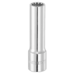 Facom J.SEL 3/8 Spline long-reach socket in polished chrome finish for automotive and mechanical use.
