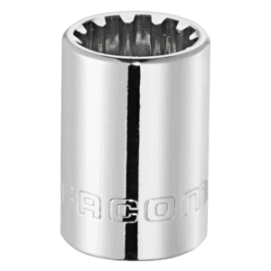 Close-up of a silver, high-quality racing socket with engraved 'GPR' logo, designed for motorsport mechanics and enthusiasts.