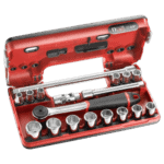 Facom 74-piece set of personal and technical education tools in a red plastic toolbox, ideal for DIY and professional use.