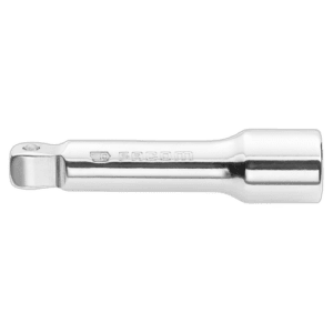 Close-up of a Facom J.S 3/8 drive wobble extension J.209S in silver finish on black background.