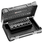Facom J 3/8" socket set in a durable plastic case with a foam insert for organisation.
